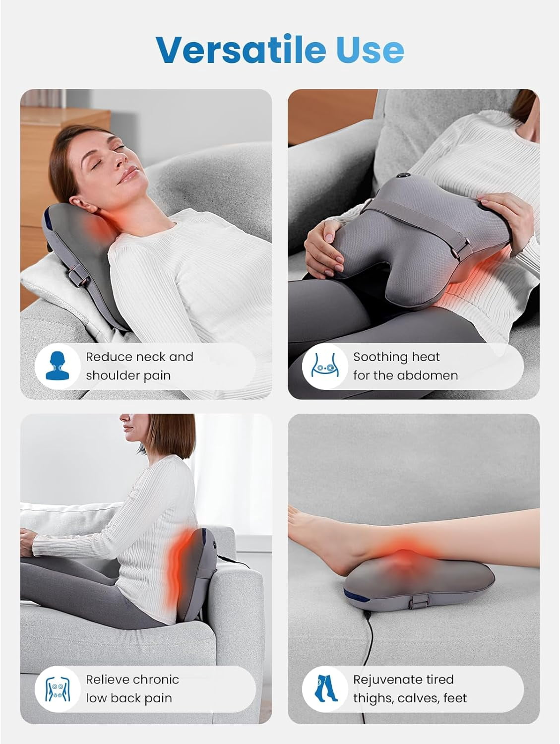 BOB AND BRAD EZBack Plus Neck Massager with Heat and Remote, Back Massager with 3 Level for Pain Relief Deep Tissue, Shiatsu Kneading Massage Pillow for Shoulders, Neck, Ideal Gifts