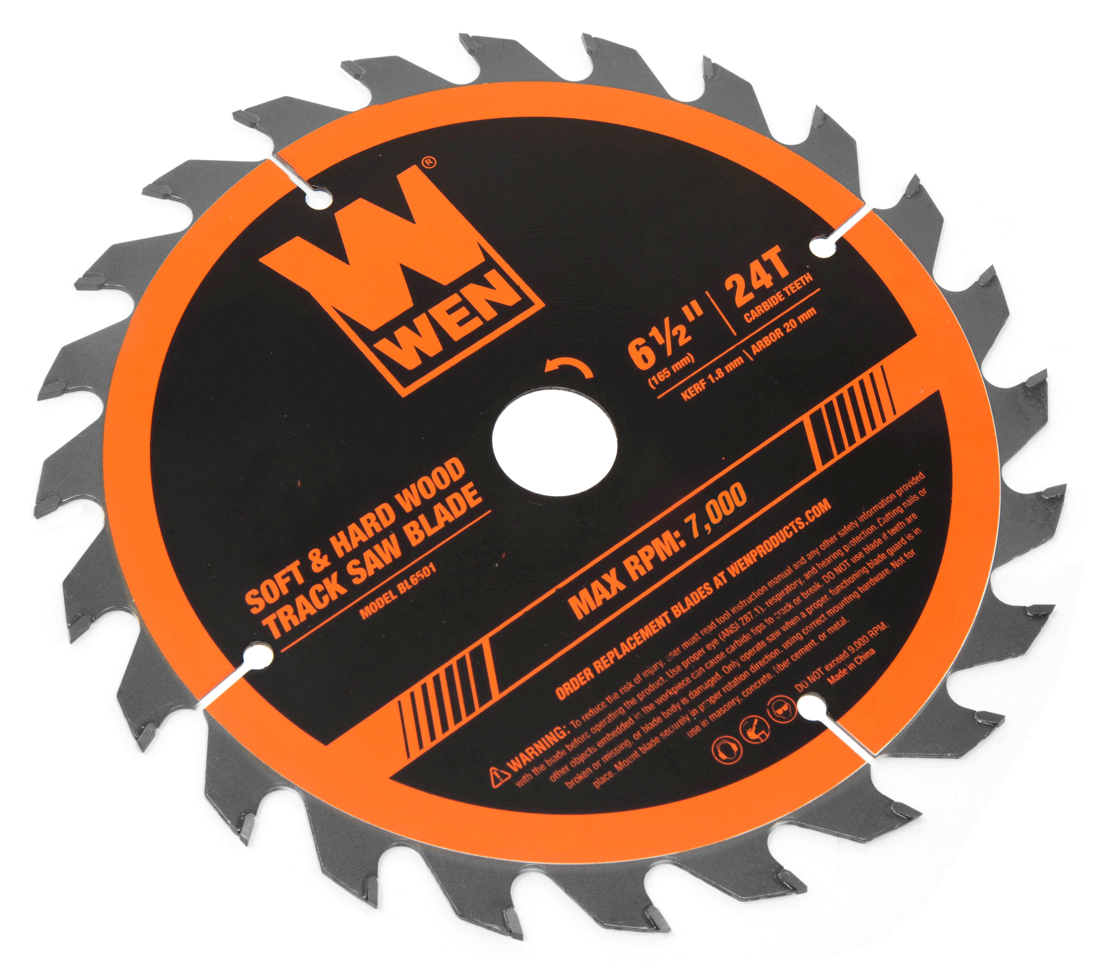 WEN 6.5-Inch 24-Tooth Carbide-Tipped Track Saw Blade, BL6501