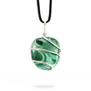 AYANA WELLNESS Ayana Malachite Healing Crystal Pendant Necklace | Stone of Protection, Energy, & Abundance | Heart & Throat Chakra | April, May Birthstone | Pure Gemstones - Crystal Gifts for Women