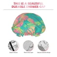 thumbnail image 4 of KLL Colorful Palm Leaves Pattern Shower Cap & Bath Cap for Women,Reversible Oversized Waterproof Shower Caps for all Hair Lengths,Elastic Reusable Bathing Hair Cap, 4 of 7