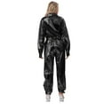 thumbnail image 2 of Sxiwei Womens Astronaut Costume Space Alien Fancy Dress Shiny Metallic Overalls Jumpsuit For Halloween Party Black XXL, 2 of 3
