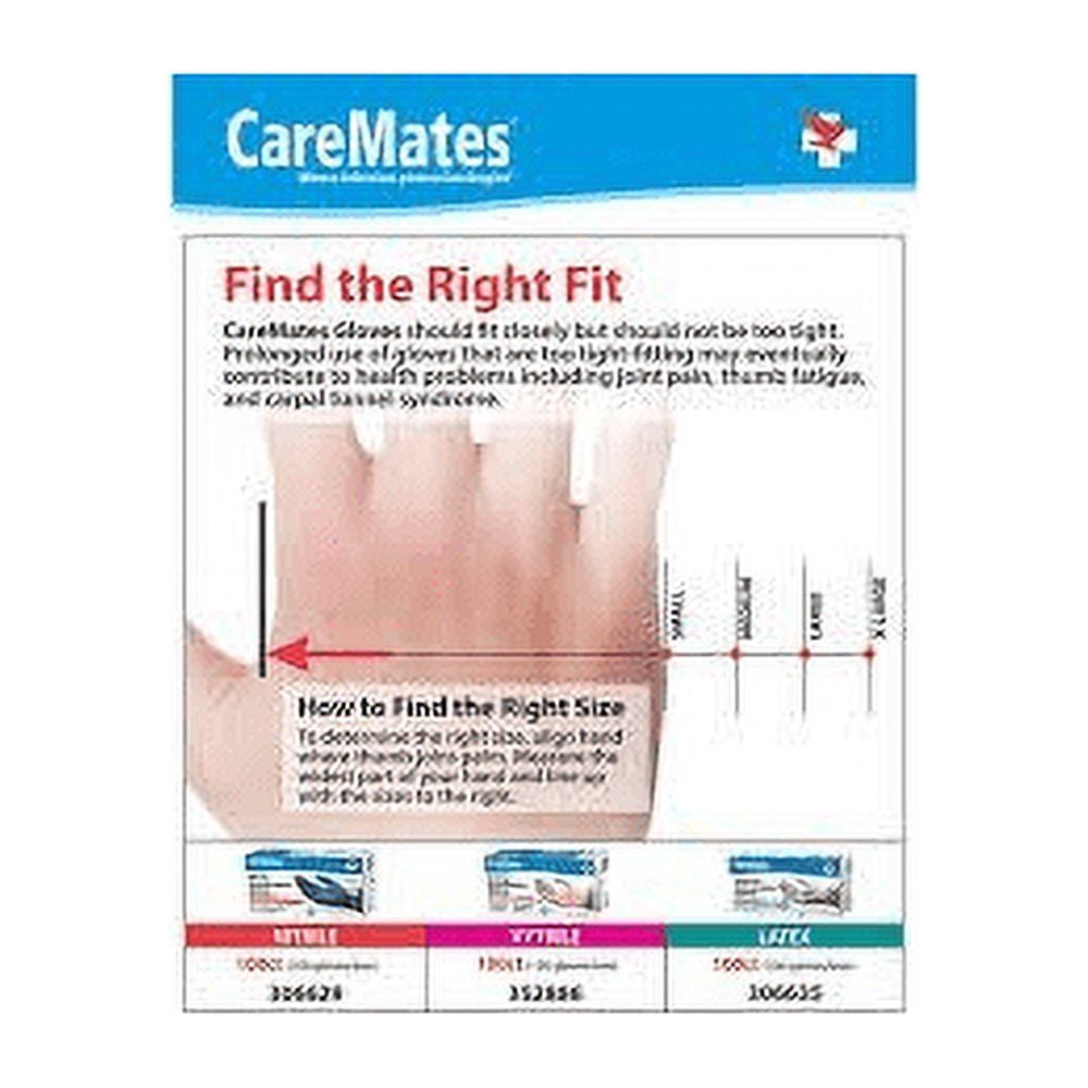 CareMates Vinyl-PF Examination Gloves, X-Large, 100 Count