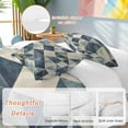 thumbnail image 3 of Navy Blue Geometric Bedding 3 Piece Duvet Cover Set California King, Abstract Modern Green Artwork Soft Microfiber Comforter Cover with Zipper Closure & Pillowcases, FadeResistant Quilt Cover, 3 of 9