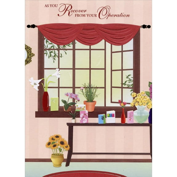 Designer Greetings Flower Pots and Window Recover From Your Operation Get Well Card