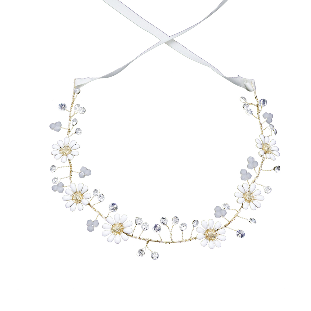 Crystal Hair Wreath Bridal Headpiece Simulation Floral Crown Daisy