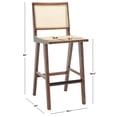 thumbnail image 3 of SAFAVIEH Couture Hattie Square Mid Back Bar Stool, Walnut/Natural, 3 of 13