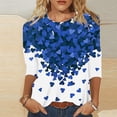 thumbnail image 1 of Xihbxyly Hauts Grande Taille pour Femmes Manches 3/4 T-shirt Imprimé Amour Col Rond Manches 3/4 T-shirt Ample Manches Longues Col Rond/chemise Cadeau de Vacances, 1 of 3
