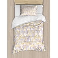 thumbnail image 1 of Floral Duvet Cover Set Twin Size, Watercolor Style Flower Blooms and Leaves in Pastel Tones, Decorative 2 Piece Bedding Set with 1 Pillow Sham, Mauve Mustard Pastel Yellow and White, by Ambesonne, 1 of 3