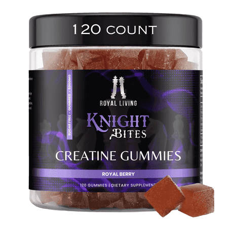 Royal Living Knight Bites Creatine Monohydrate Gummies, Royal Berry Flavor, Vegan, Gluten-Free, 120 Count