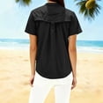 thumbnail image 5 of XUNKUSGA Shirts for Women Classic Button Down Short Sleeve Tops for Women Casual V Neck Collared Sun Protection Shirt with Pockets for Hiking ,Travel Black, 5 of 7