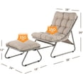 thumbnail image 2 of Grand Patio Outdoor Lounge Chair with Ottoman, Comfy Sling Recliner Chair with Puffy Cushion, Samba Modern Steel Patio Furniture Set for Porch Deck Garden Living Room, Champagne Gray, 2 of 7