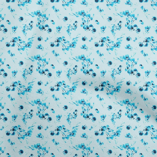 oneOone Cotton Jersey Light Blue Fabric Abstract Floral Sewing Craft Projects Fabric Prints By Yard 58 Inch Wide