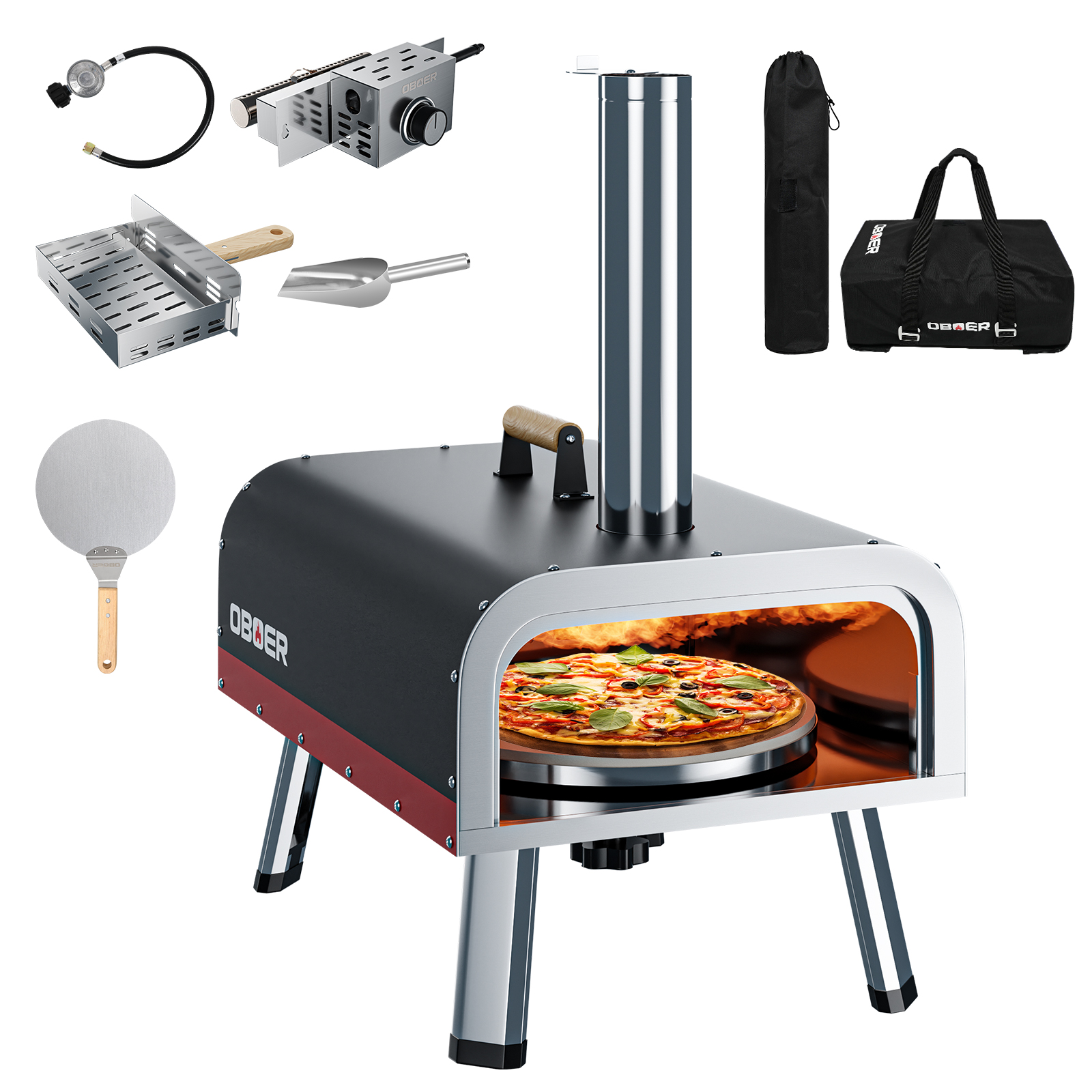 LILYPELLE Portable Pizza Oven, 12" Pellet Pizza Oven, Stainless Steel Pizza Oven Outdoor, Wood &Gas Powered Pizza Oven with Foldable Feet & Complete Accessories - image 2 of 13