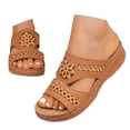 thumbnail image 3 of CAIXIA Women's Flat Sandals Women's Summer Platform Slide Sandals Open Toe Breathable Hollow Out Casual Shoes With Thick Sole,Brown, 3 of 8