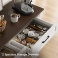 thumbnail image 6 of ROGALIS 48"Buffet Cabinet with Storage, Sideboard Cabinets with 2 Drawers and 3 Doors , Farmhouse Coffee Bar Cabinet with Adjustable Shelves for Living Room Dinning Room Kitchen,Wanut&White, 6 of 7