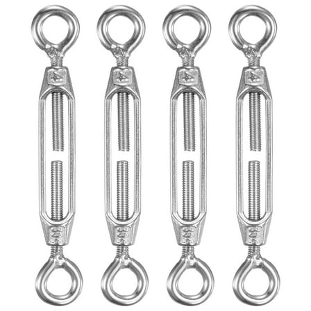 Uxcell 4-Pack Turnbuckle Eye and Eye, M4 Stainless Steel Heavy Turnbuckles Wire Rope Tension Adjustable Tension