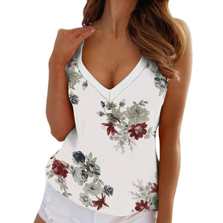 

Pianpianzi Cropped Top for Women Corset Top Women T Shirts Printing Women Sexy Casual V Neck Sleeveless Top Printed Vest Pullover Shirt Tunic Tank