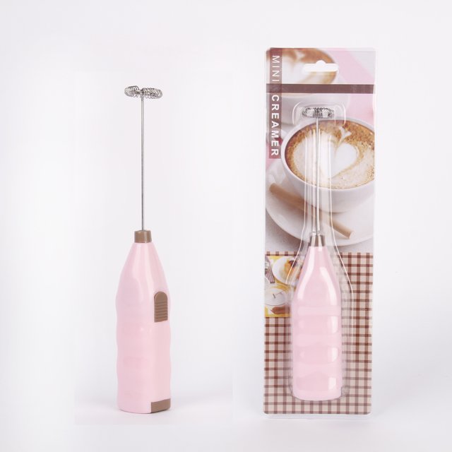 Jinsinto Electric milk frother / steamer with sturdy metal stem ideal for cappuccinos. Runs on AA batteries (pastel pink)