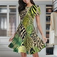thumbnail image 2 of Tropical Animal Print Leaf Pattern Women's Classic Swing Skater Dress Casual Work Party Cocktail Dresses, 2 of 6