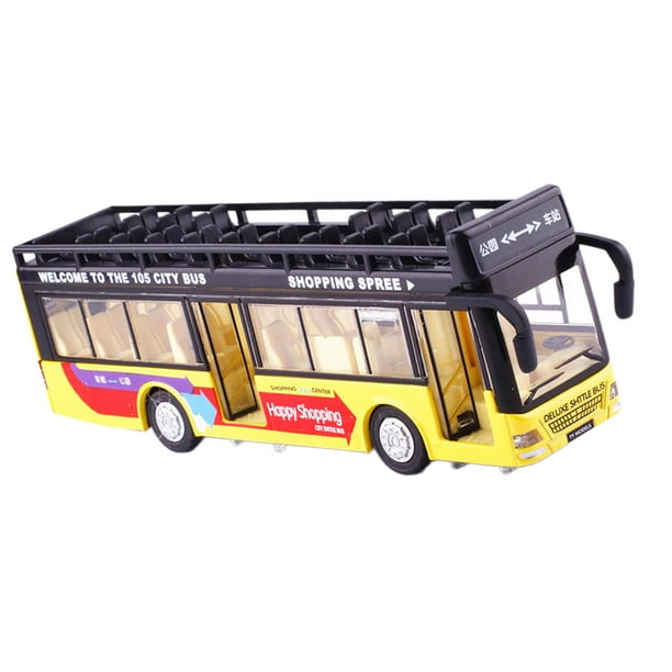 Autobús de juguete fundido a presión, autobús urbano, coche de juguete, simulación de Metal, modelo de autobús de tránsito para niños de 3, 4, 5 y 6 Amarillo
