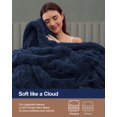 thumbnail image 5 of Anjee 90"x90" Queen Size Super Soft Cozy Fluffy Sherpa Fleece Reversible Thick Warm 3D Checkered Jacquard Blanket for All-Season Couch Bed, Navy Blue, 5 of 11