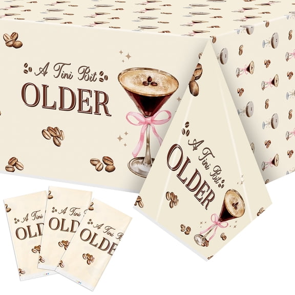 GROBRO7 Coffee Theme Tablecloth for Outdoor Party,3 Piece,130x220cm,Waterproof