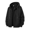 thumbnail image 3 of BiZtdJrK Mens Drawstring Hoodies Zip Up Long Sleeve Jackets with Pockets Lightweight Casual Solid Color Hooded Sweatshirts, Black, XXL, 3 of 9