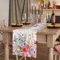thumbnail image 2 of Table Runners 72 Inches Long Dress Scarves, Pink Flowers Farmhouse Kitchen/Dining Table Runner, Coffee Tablerunners, Spring Floral Elegant Pastoral Wooden 16x72 Inch, 2 of 9