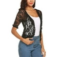 thumbnail image 2 of Chollius Women Summer Sun-Proof Cardigan Lace Sheer Cardigan Summer Short Sleeve Slim Shrug Ruffle Open Front Tops for Women, 2 of 6