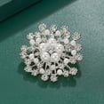 thumbnail image 4 of Xinyolin Women Brooch Faux Pearl Shiny Rhinestone Decor Snowflake Shape Hollow Out High-end Luxury Stainless Clothes Decoration Lady Clothes Pin, 4 of 7
