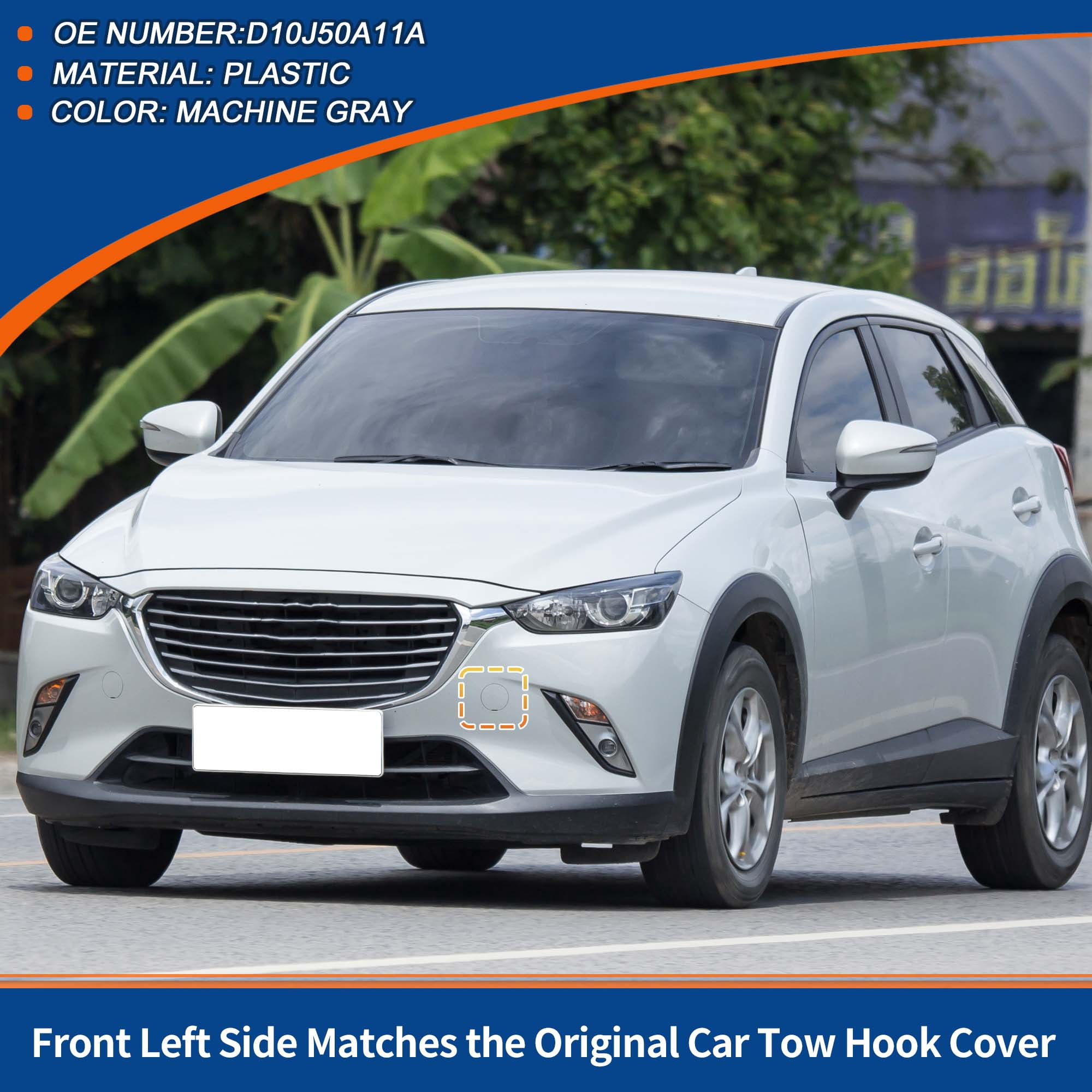 Unique Bargains Front Left Driver Side Bumper Tow Hook Cover for Mazda CX-3 2016-2021