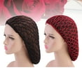 thumbnail image 6 of 2pcs Handcraft Crochet Net Hat Long Sleeping Hat Hair Protective Nightcap Hair Protector(Black, Claret, 1pc for Each Color), 6 of 10
