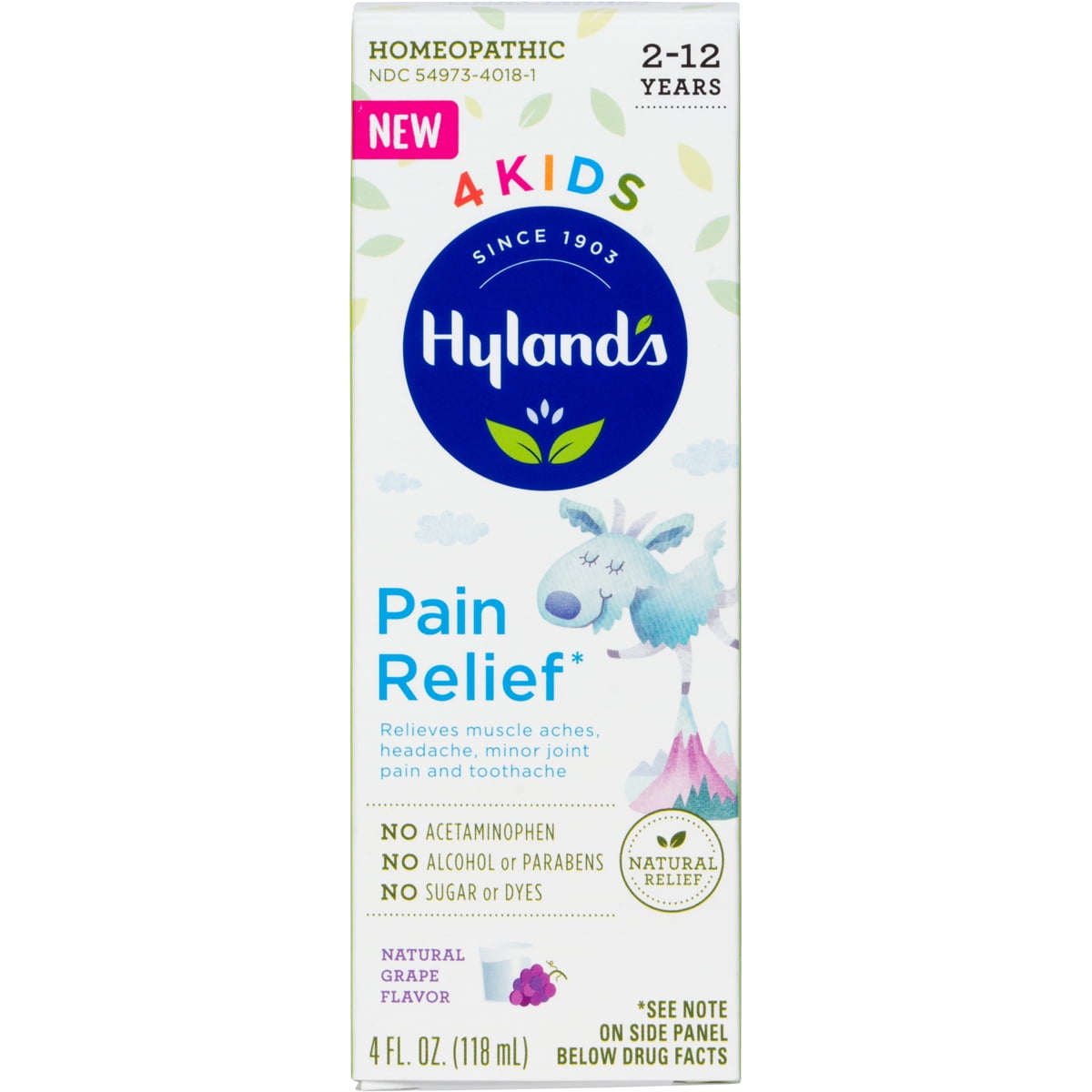Hyland's 4 Kids Pain Relief, Relieves Muscle Aches, Headache, Minor