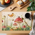 thumbnail image 2 of Red Mushroom Placemats Set of 6 Watercolor Spring Summer Botanical Place Mats Indoor Wipeable Table Mats Washable Cloth Dining Table Placemats for Kitchen Holiday Party Home Decor 13x19 Inch, 2 of 9