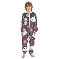 thumbnail image 2 of Ghost and Flowers Pattern One Piece Pajamas Soft Jumpsuit Cozy Sleep and Play Romper Zipper and Pockets 9-11Y, 2 of 8