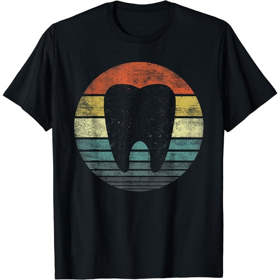 Dentist Gifts Dental Assistant Hygienist Retro Molar Tooth T-Shirt Black Small
