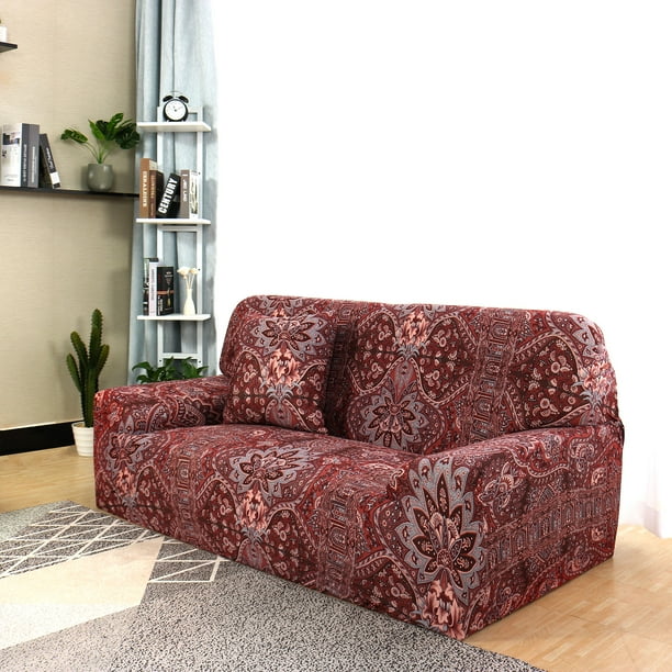 Fl Sofa Covers Stretch Thick 4 Seater Slipcover Couch Wine Red 4seater 88 X 114 Com Fl Sofa Covers Stretch Thick 4, Wine Red Sofa Cover