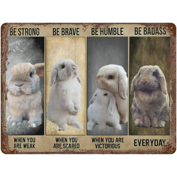 Vintage Wall Decor Bunny Rabbit Poster,Motivational Quote,Vintage Wall Art,Home Decor Retro Tin Signs,Kitchen Decor Vintage Metal Tin Sign ,Wall Decor For Bars,Restaurant,Beer,Cafes 12"x16"