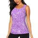thumbnail image 1 of Fotbe Lilac Glittering Blusas Sin Mangas para Mujer – Estilo Casual, Corte Suelto, Slim-Fit, Cuello Redondo Deportivo, Tops de Verano para Gimnasio y Yoga-Large, 1 of 7