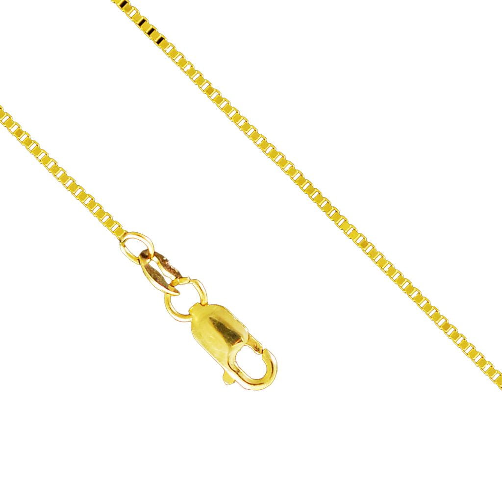 10K Yellow Gold 1.2mm Box Necklace Link Lobster Clasp (16 Inches)