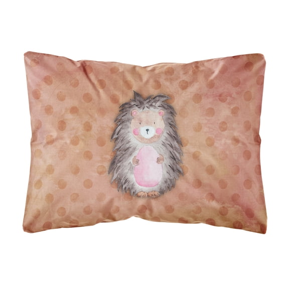 Carolines Treasures BB7378PW1216 Polkadot Hedgehog Watercolor Canvas Fabric Decorative Pillow 12H x16W multicolor