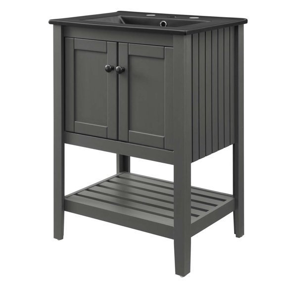 Sink Vanity Cabinet, Wood, Grey Gray Black, Modern Contemporary Urban Design, Hotel Bedroom Bathroom Master Suite Guest