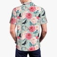 thumbnail image 3 of Balery Roses and Butterflies Printed Men’s Short Sleeve Polo Shirt, Midweight Men's Shirt,Golf Polo shirts -4X-Large, 3 of 8