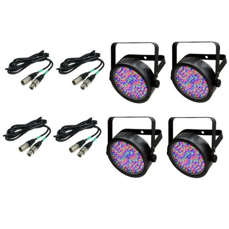 4 Chauvet DJ SlimPar 56 LED Slim Par Can Pro RGB Lighting Effects   DMX Cables
