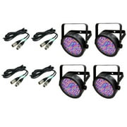 4 Chauvet DJ SlimPar 56 LED Slim Par Can Pro RGB Lighting Effects + DMX Cables