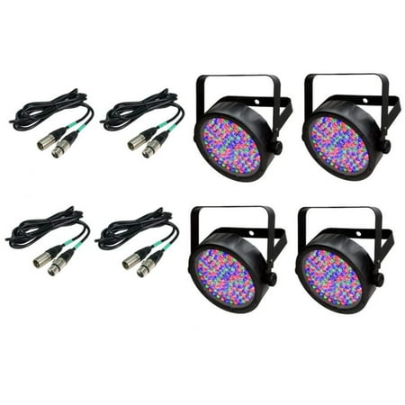 4 Chauvet DJ SlimPar 56 LED Slim Par Can Pro RGB Lighting Effects + DMX Cables
