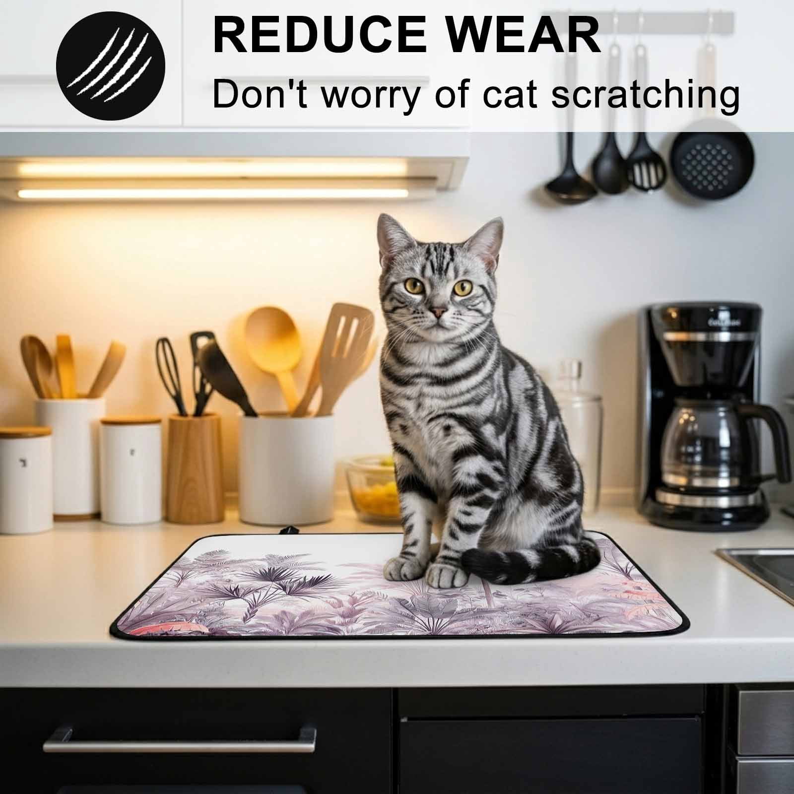 Pink Palm Tree Stove Top Cover for Electric Stove, Heat-proof & Non Slip Glass Top Stove Cover Protector, Forest Tropical Plants Flower Leaf Kitchen Flat Cooktop Rubber Mat 28.5x20.5 Inches