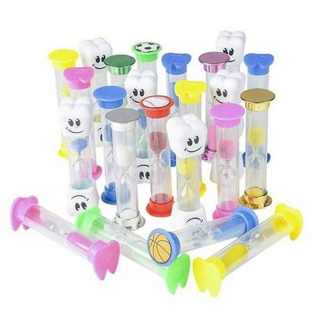 Assorted Tooth Hourglass Toothbrushing Timer- 72 pieces of 2-minute Sand Timekeeper for Kids- Best for Dental Cleaning Kit, Office Giveaways- Proper Toothbrush Trainer at Home or