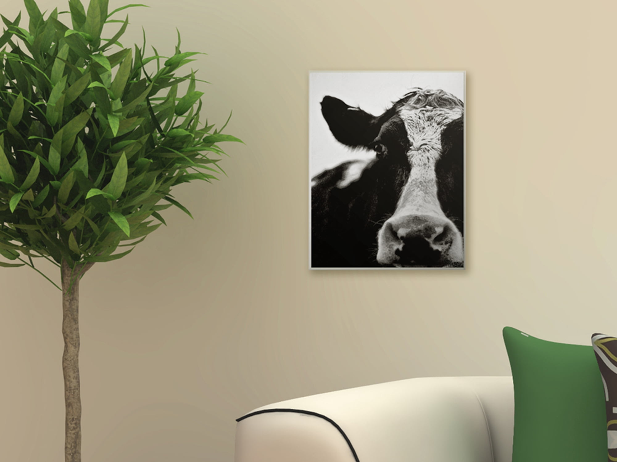 The Stupell Home Decor Collection Cow Black And White Close Up Wall Art