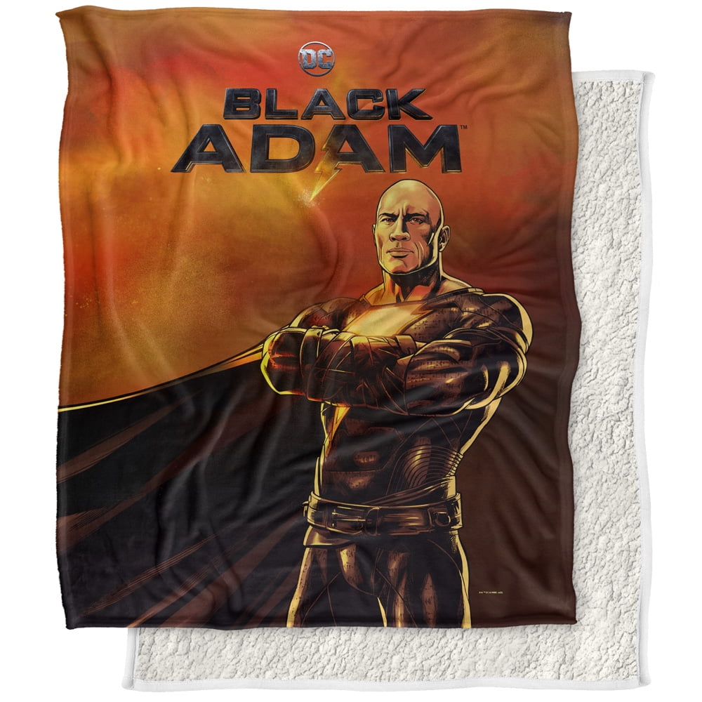 Black Adam Blanket, 50"x60" Black Adam Logo and Character Silky Touch